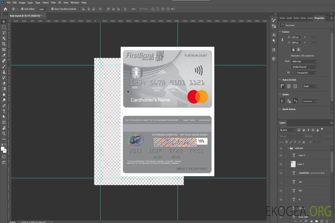 Carte de débit Mastercard platine Nigeria FirstBank template Carte de débit Mastercard platine Nigeria FirstBank template